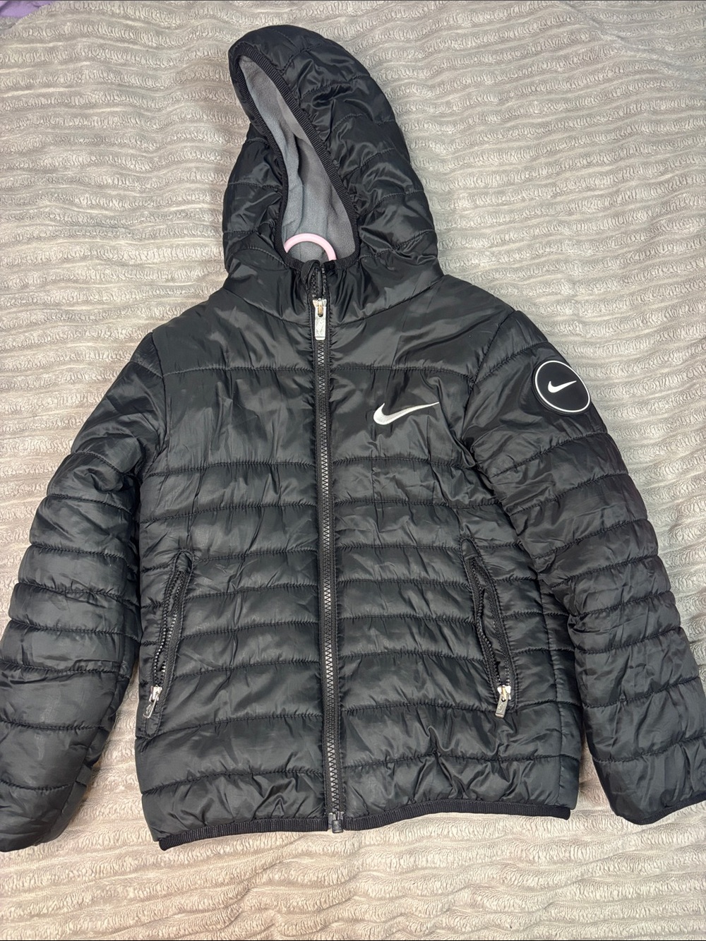Nike Kids Black Puffer Hooded Jacket